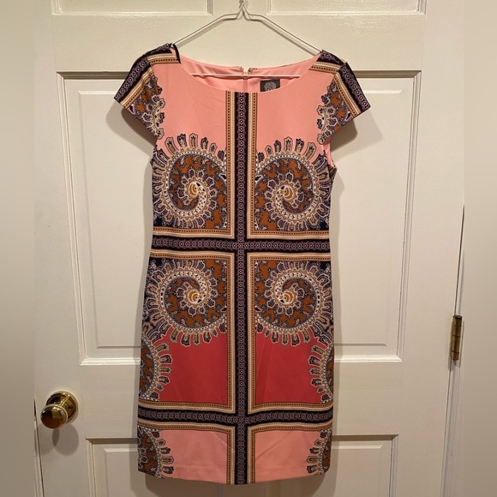 VINCE CAMUTO PINK CAP SLEEVE SHIFT DRESS SIZE 2